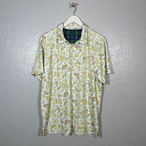 William Murray Men L Yellow White Lemon Life Golf Polo Shirt Short Sleeve